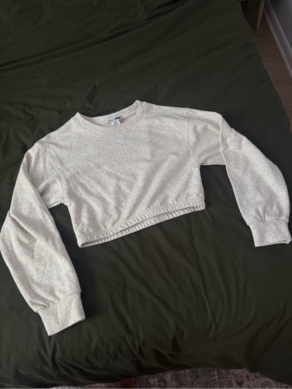 Fashion Nova Light Gray Cropped Crewneck Sweater